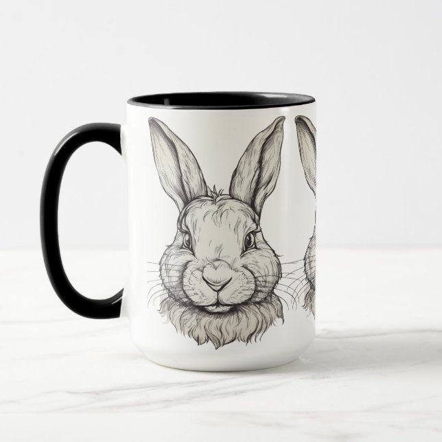 Vintage Ästhetik Bunny Illustration Tasse (Links)