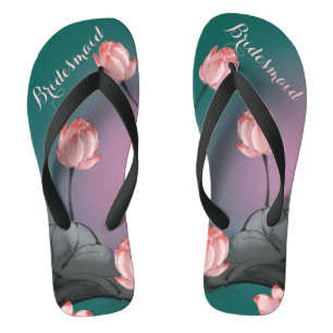 Vintage ästhetische Blumenmuster Bridesmaid-Gesche Flip Flops