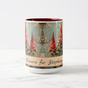 Vintage Astilbe Blumen Retro Rustikale Wasserfarbe Zweifarbige Tasse