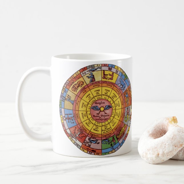 Vintage Astrologie, antikes Celestial Zodiac Wheel Tasse (Mit Donut)