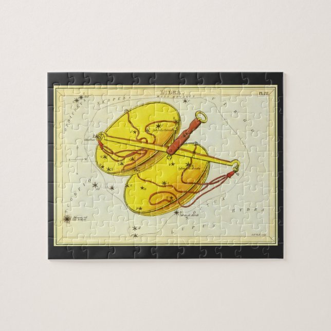 Vintage Astrologie Libra Skalierung Zodiac Puzzle (Horizontal)