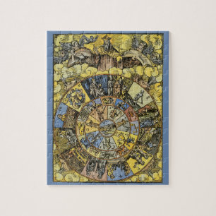 Vintage Astrologie, Renaissance Tierkreisrad, 1555 Puzzle