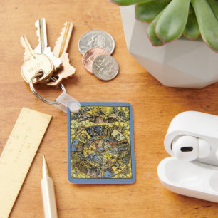 Vintage Astrologie, Renaissance Zodiac Wheel, 1555 Schlüsselanhänger