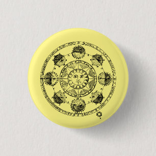 Vintage-Astrologie-Tierkreisrad Button