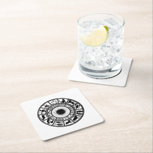 Vintage-Astrologie-Tierkreisrad Rechteckiger Pappuntersetzer