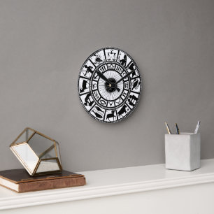 Vintage Astrologie Tierkreisrad Runde Wanduhr