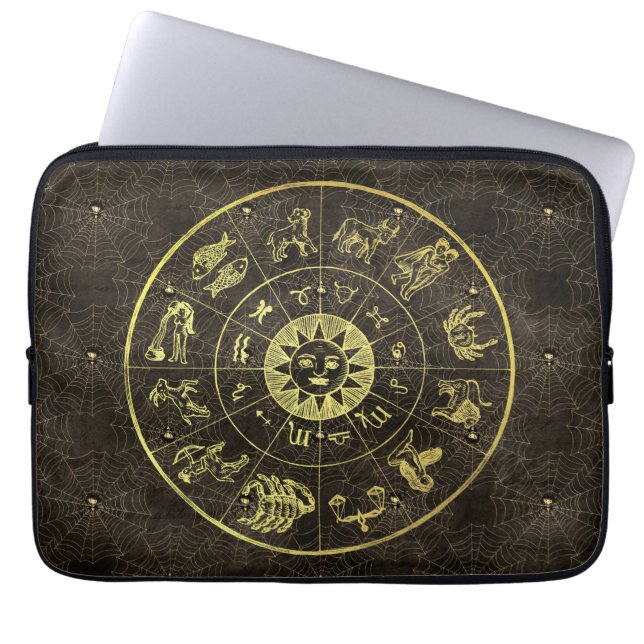 Vintage Astrologie Zodiac und Cobweb Magical Laptopschutzhülle (Vorderseite)