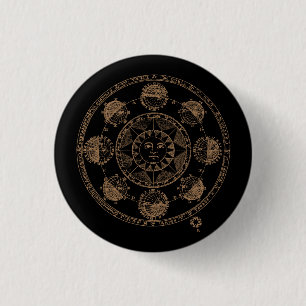 Vintage Astrologie Zodiac Wheel Button