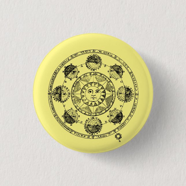 Vintage Astrologie Zodiac Wheel Button (Vorderseite)