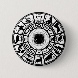 Vintage Astrologie Zodiac Wheel Button