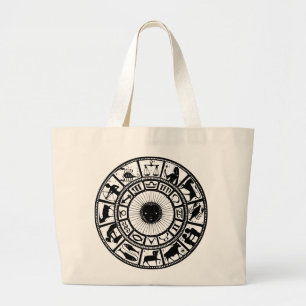 Vintage Astrologie Zodiac Wheel Jumbo Stoffbeutel