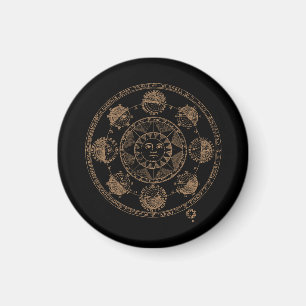 Vintage Astrologie Zodiac Wheel Magnet