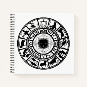 Vintage Astrologie Zodiac Wheel Notizbuch