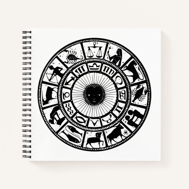Vintage Astrologie Zodiac Wheel Notizbuch (Vorderseite)