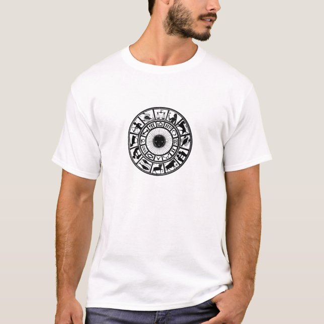 Vintage Astrologie Zodiac Wheel T-Shirt (Vorderseite)