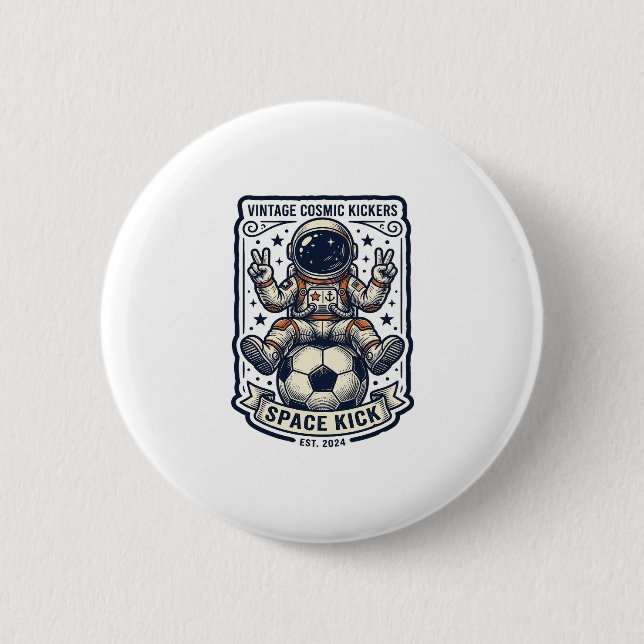 Vintage-Astronaut-Fußball-Friedenszeichen-Shirt-De Button (Vorderseite)