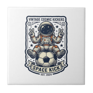 Vintage-Astronaut-Fußball-Friedenszeichen-Shirt-De Fliese