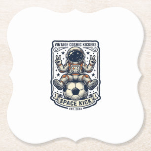 Vintage-Astronaut-Fußball-Friedenszeichen-Shirt-De Untersetzer