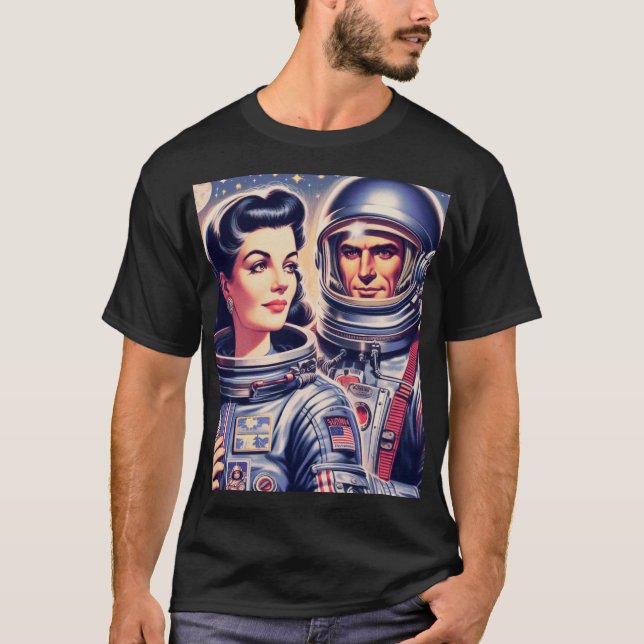 Vintage Astronautenabbildung T-Shirt (Vorderseite)