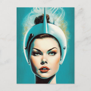 Vintage-Astronautin  Postkarte