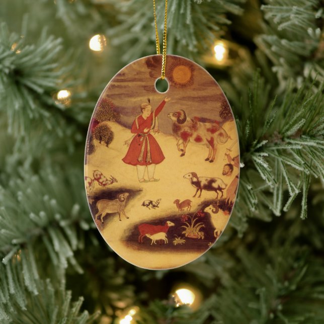 Vintage Astronomie, antike asiatische Himmelskunst Keramikornament (Baum)