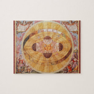 Vintage Astronomie, antikes kopernikanisches Sonne Puzzle