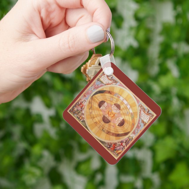 Vintage Astronomie, antikes kopernikanisches Sonne Schlüsselanhänger (Hand)