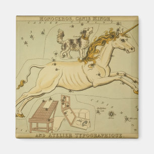 Vintage Astronomie-Astrologie Monoceros Einhorn Magnet