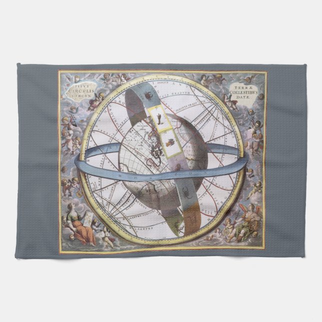 Vintage Astronomie, Celestial von Andreas Cellariu Geschirrtuch (Horizontal)