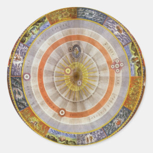 Vintage-Astronomie-Himmels-Kopernikanische Planisp Runder Aufkleber