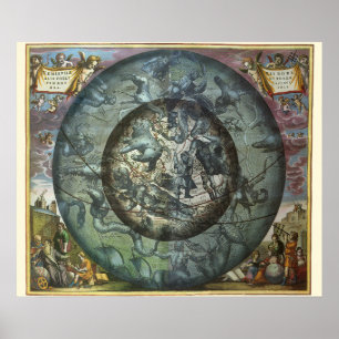 Vintage-Astronomie Himmels-Nord-Konstellation Poster