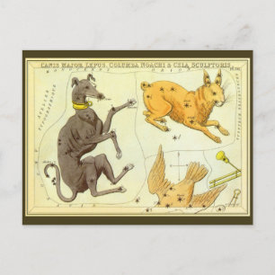 Vintage-Astronomie, Himmelsatlas-Sternkarte am Him Postkarte