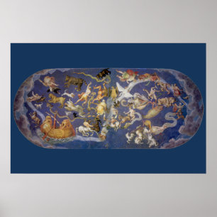 Vintage-Astronomie-Himmelsfresko, Sternbilder Poster