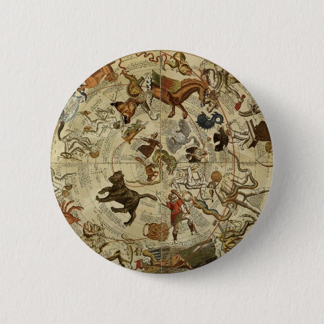 Vintage Astronomie, Himmelskarte Button (Vorderseite)