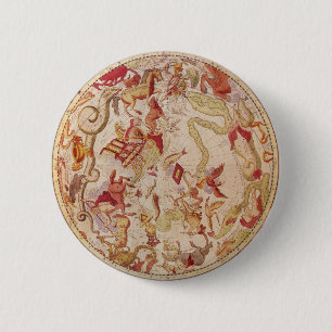 Vintage Astronomie, Himmelskarte von Carel Allard Button