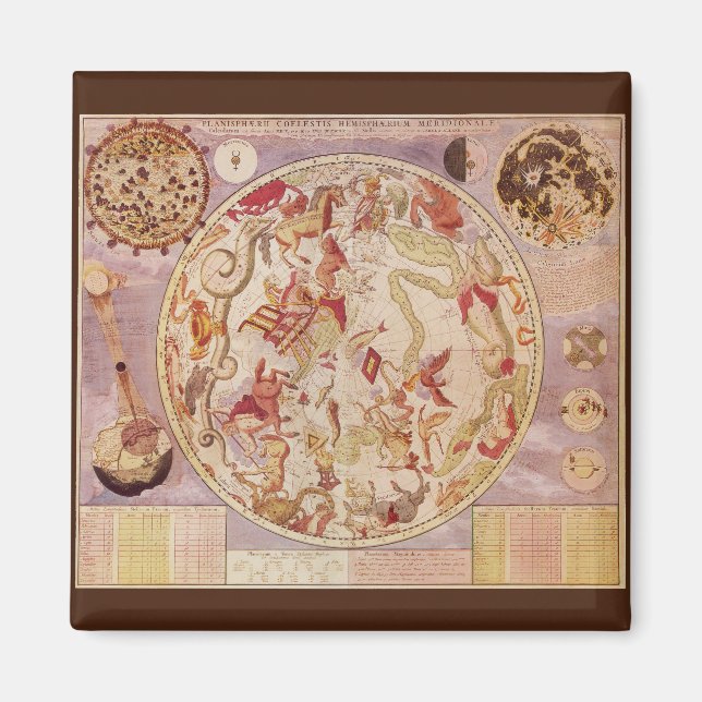 Vintage Astronomie, Himmelskarte von Carel Allard Magnet (Vorne)