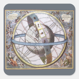 Vintage-Astronomie, Himmelskörper von Andreas Cell Quadratischer Aufkleber
