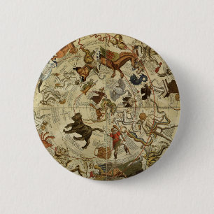 Vintage-Astronomie, Himmelssternkarte Sternkarte Button