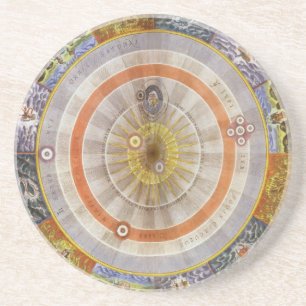 Vintage Astronomie Himmelswelt Kopernikanischer Pl Sandstein Untersetzer