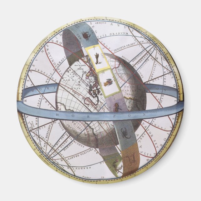 Vintage Astronomie, Himmelswelt Zodiac Magnet (Vorne)