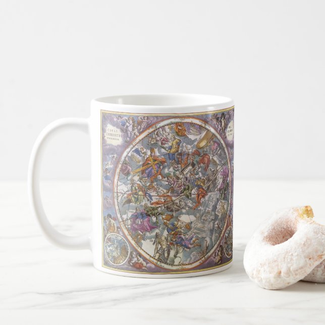 Vintage Astronomie, Karte Christlicher Sternbilder Kaffeetasse (Mit Donut)