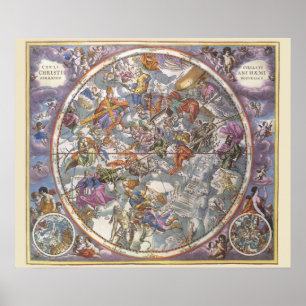 Vintage-Astronomie, Karte der christlichen Sternbi Poster