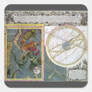 Vintage Astronomie, Kometenweg von Matthaeus Seutt Quadratischer Aufkleber