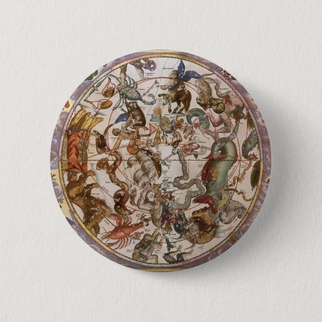Vintage Astronomie, Konstellationen des südlichen  Button (Vorderseite)