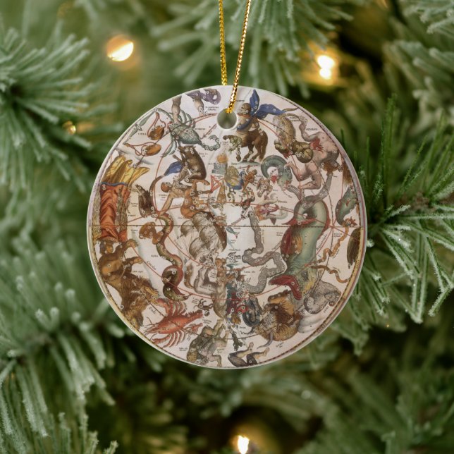 Vintage Astronomie, Konstellationen des südlichen  Keramikornament (Baum)