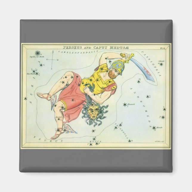 Vintage Astronomie, Perseus und Medusa in Caput Magnet (Vorne)