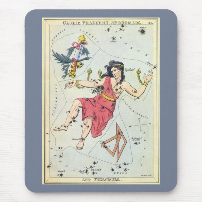 Vintage Astronomie, Sternbilder, Andromeda Mousepad (Vorne)