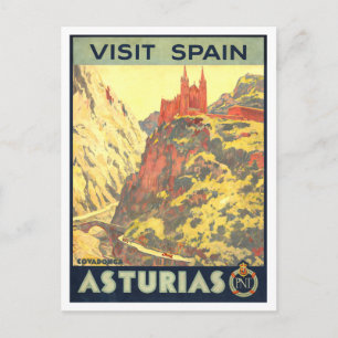 Vintage Asturias, Spanien, Reiseposter Postkarte