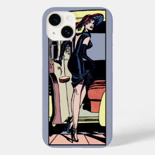 Vintage atemberaubende Taxiglanz Mädchen Retro Pin Case-Mate iPhone 14 Hülle