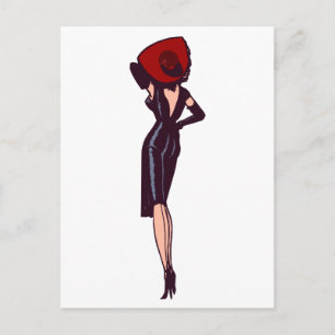 Vintage atemberaubendes Glamourgirl Retro-Pinup Postkarte